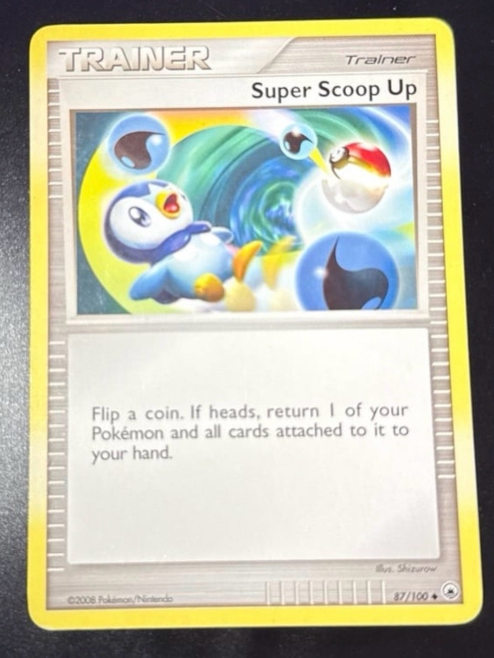 Super Scoop-Up Piplup Art 87/100 Rare Majestic Dawn Set Non-HoloFoil Trainer Mp